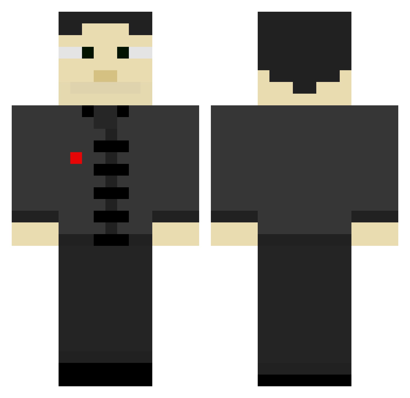Butterbobby Minecraft skin, front and back view