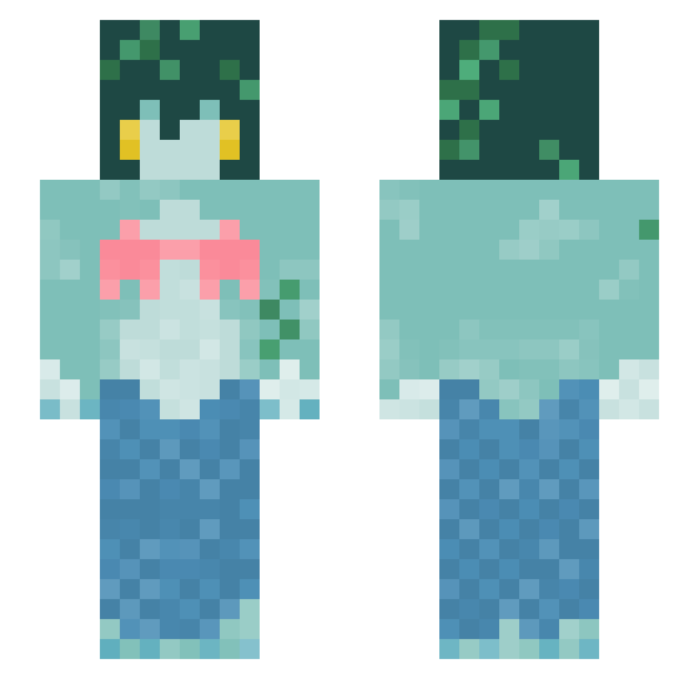 howilng Minecraft skin, front and back view