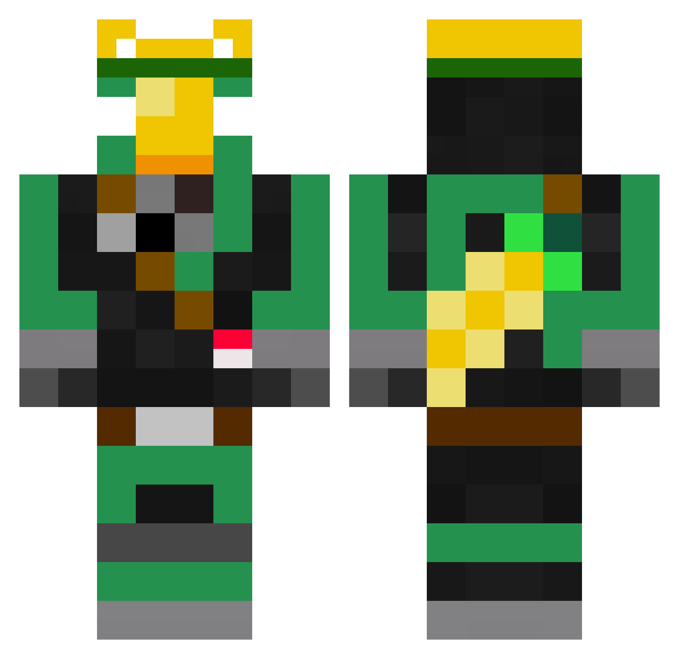 Cornboyhalo Minecraft skin, front and back view