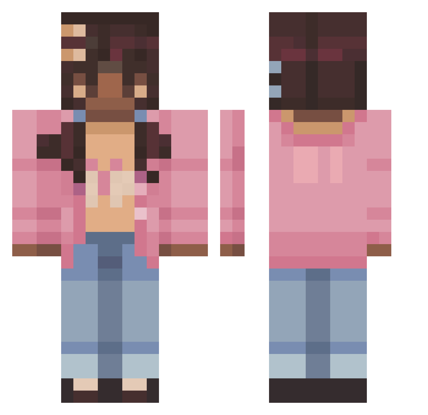 KaminaPrime Minecraft skin, front and back view