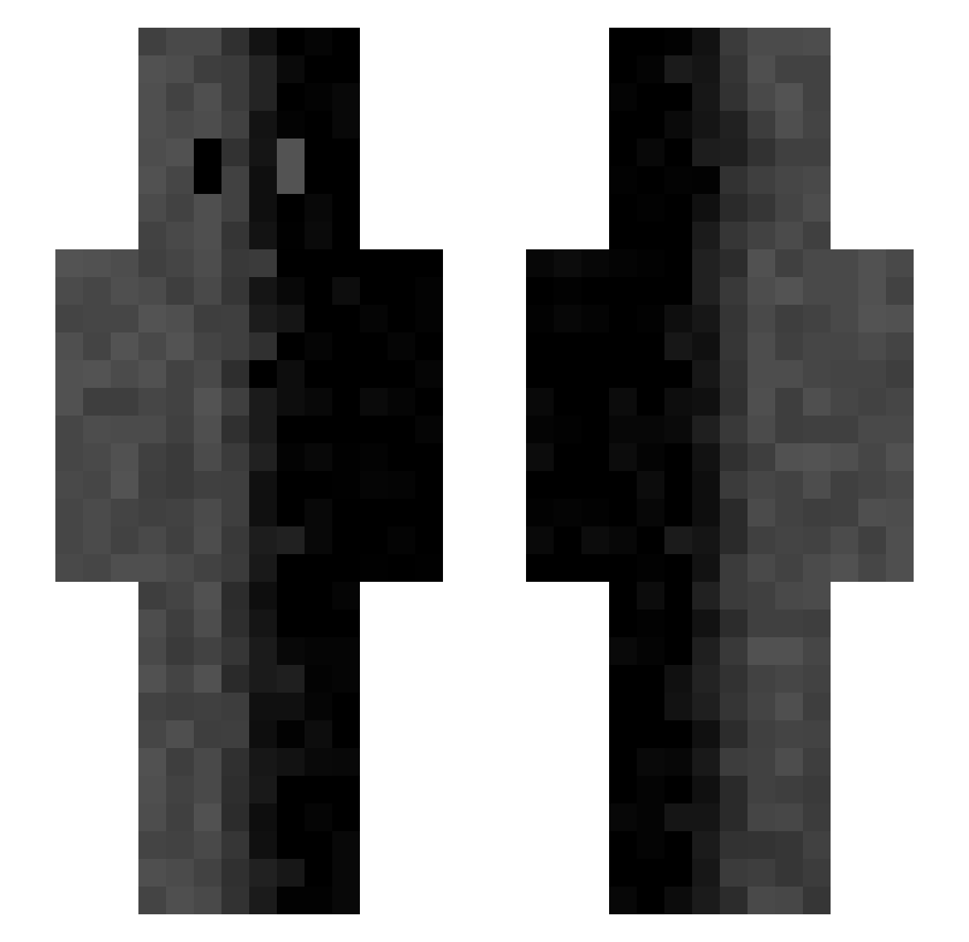 T1PL1CK0 Minecraft skin, front and back view