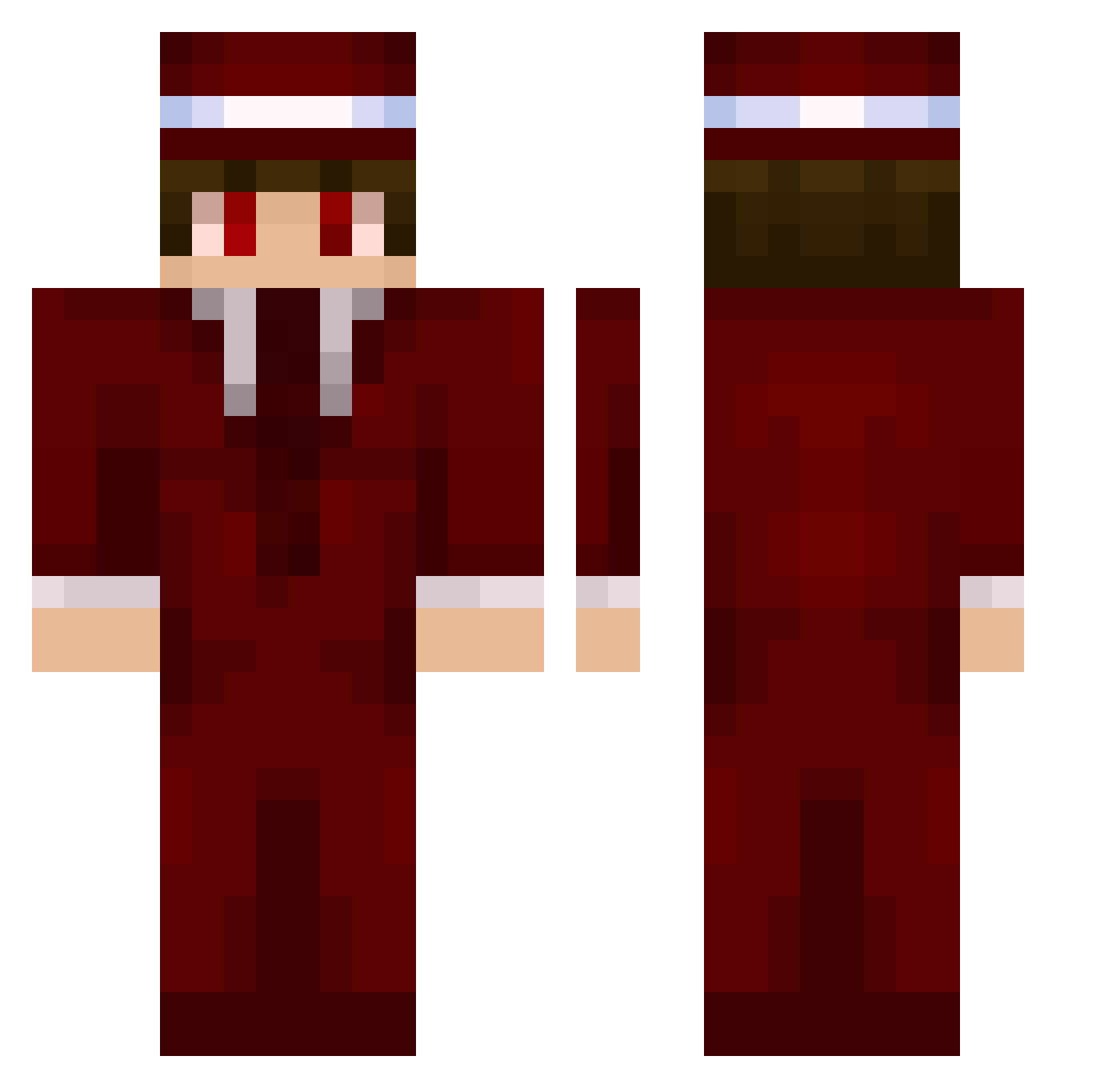 Its__Hugo Minecraft skin, front and back view