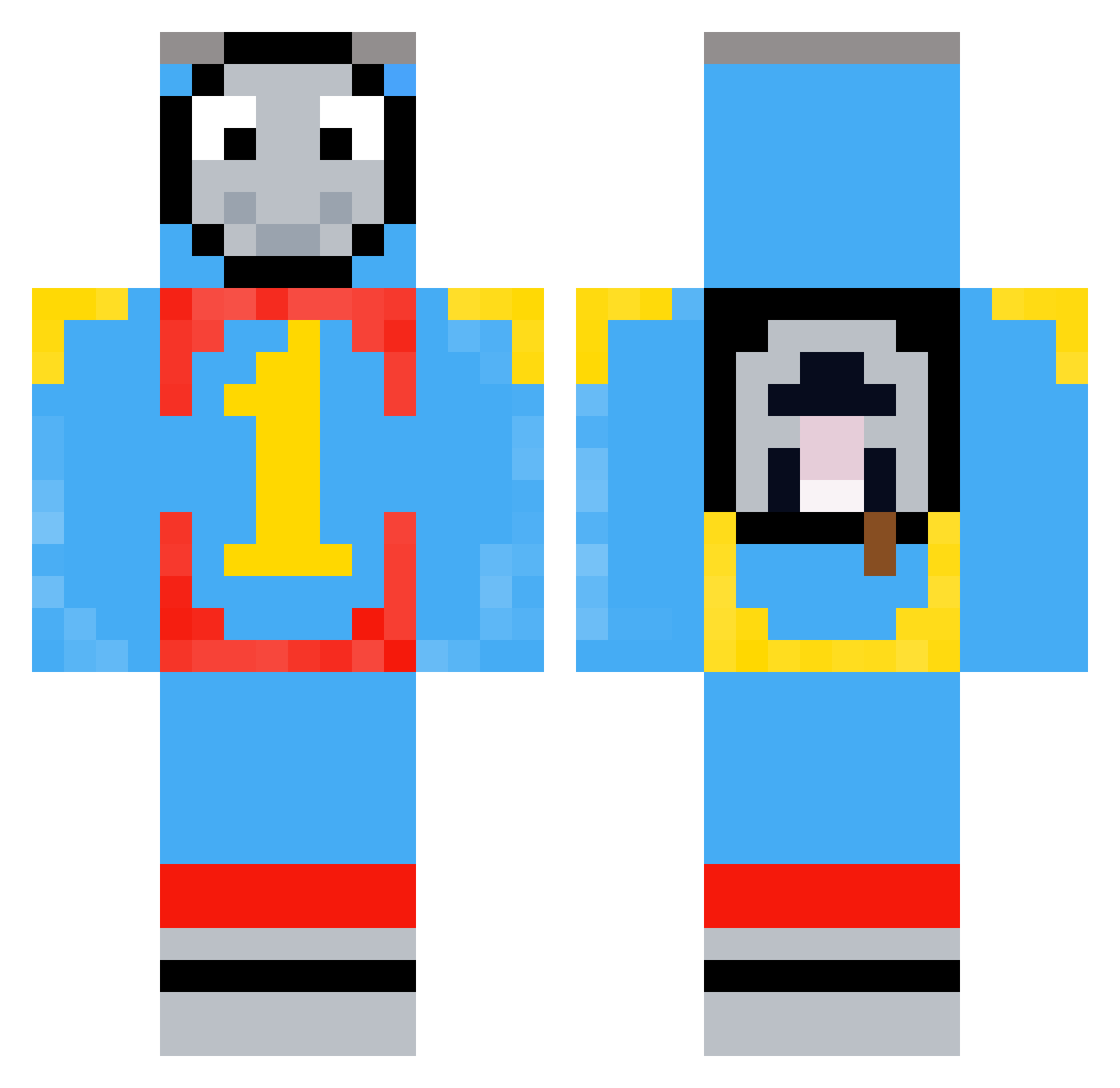 Xacob14 Minecraft skin, front and back view
