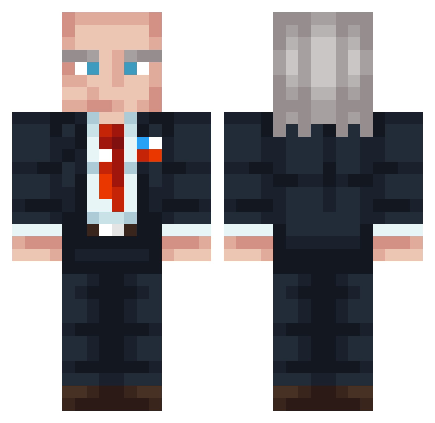 SparkyNotSus Minecraft skin, front and back view