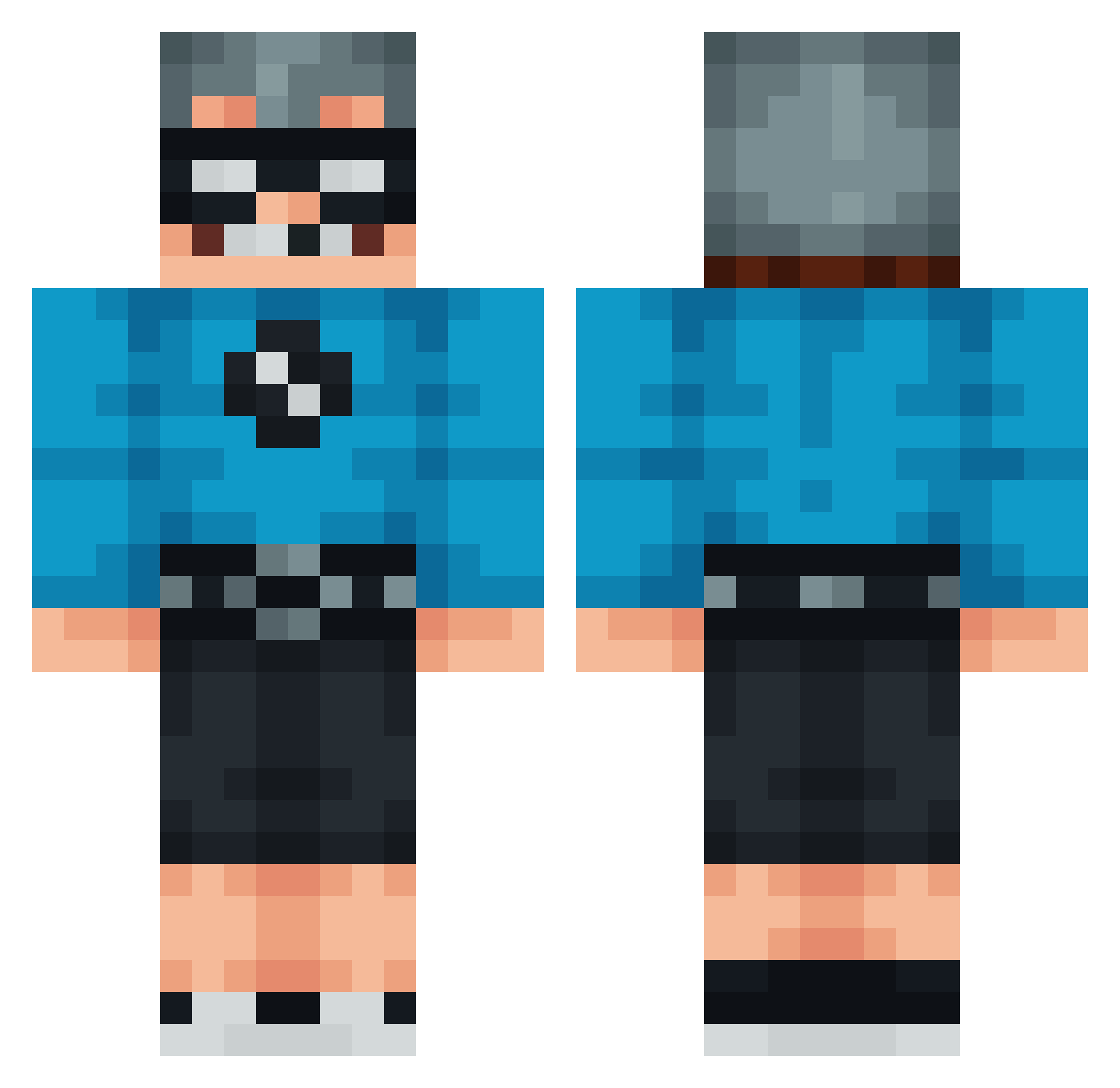 DukeAxolotl Minecraft skin, front and back view