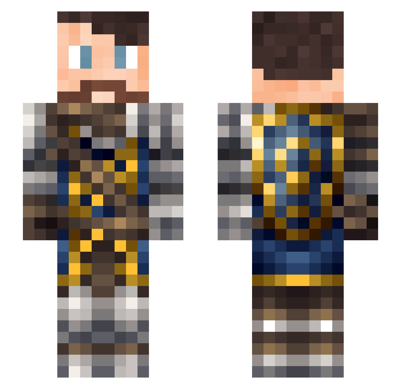 OnyxBlackSmith Minecraft skin, front and back view