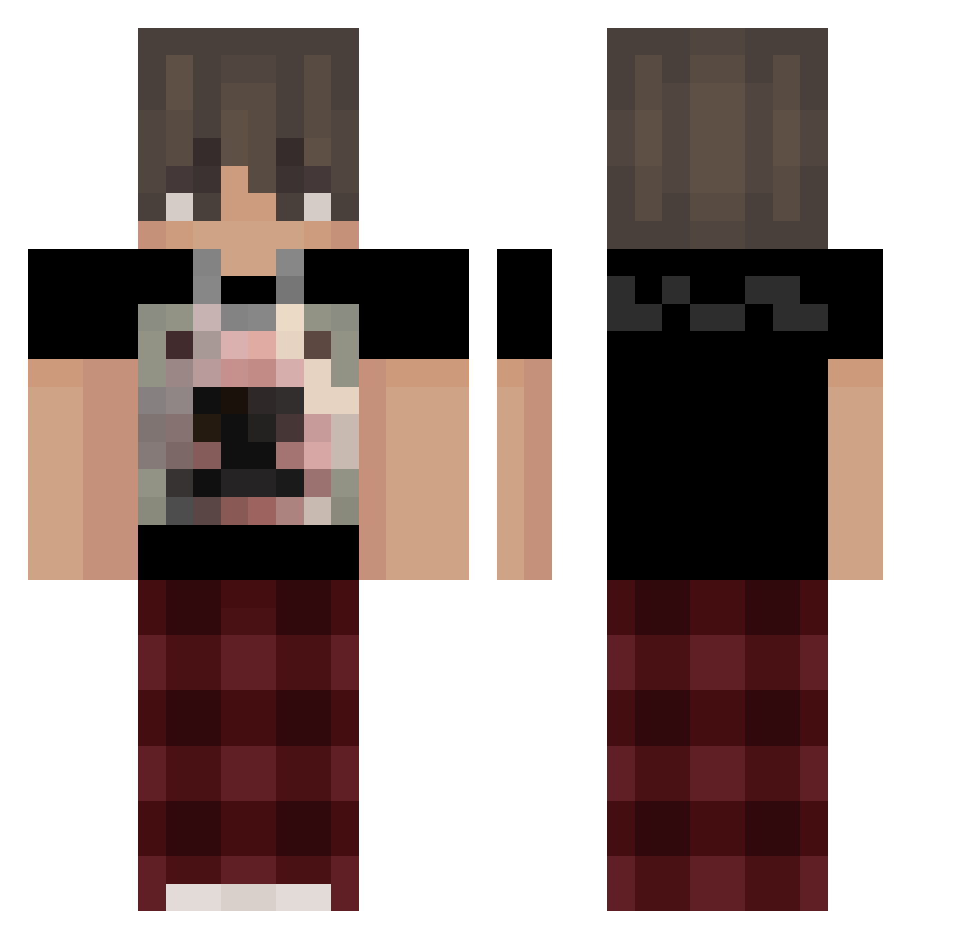 BustinBusan Minecraft skin, front and back view