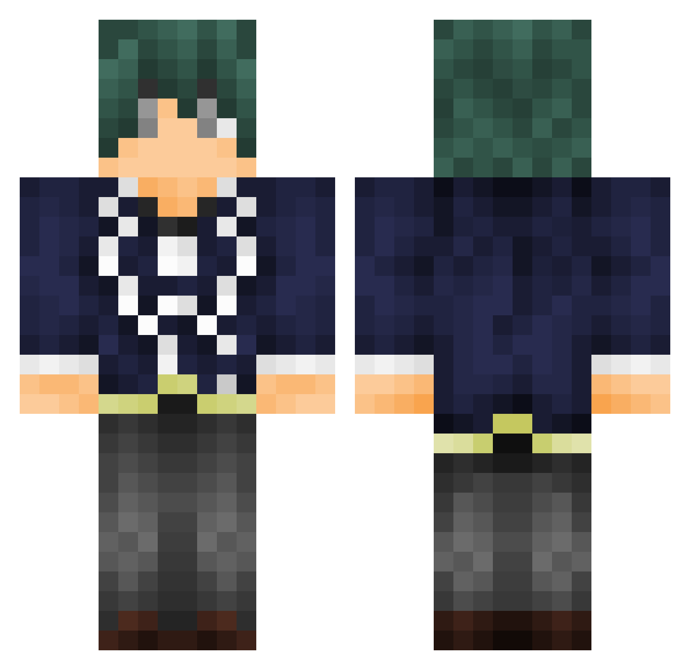 SaChadd Minecraft skin, front and back view