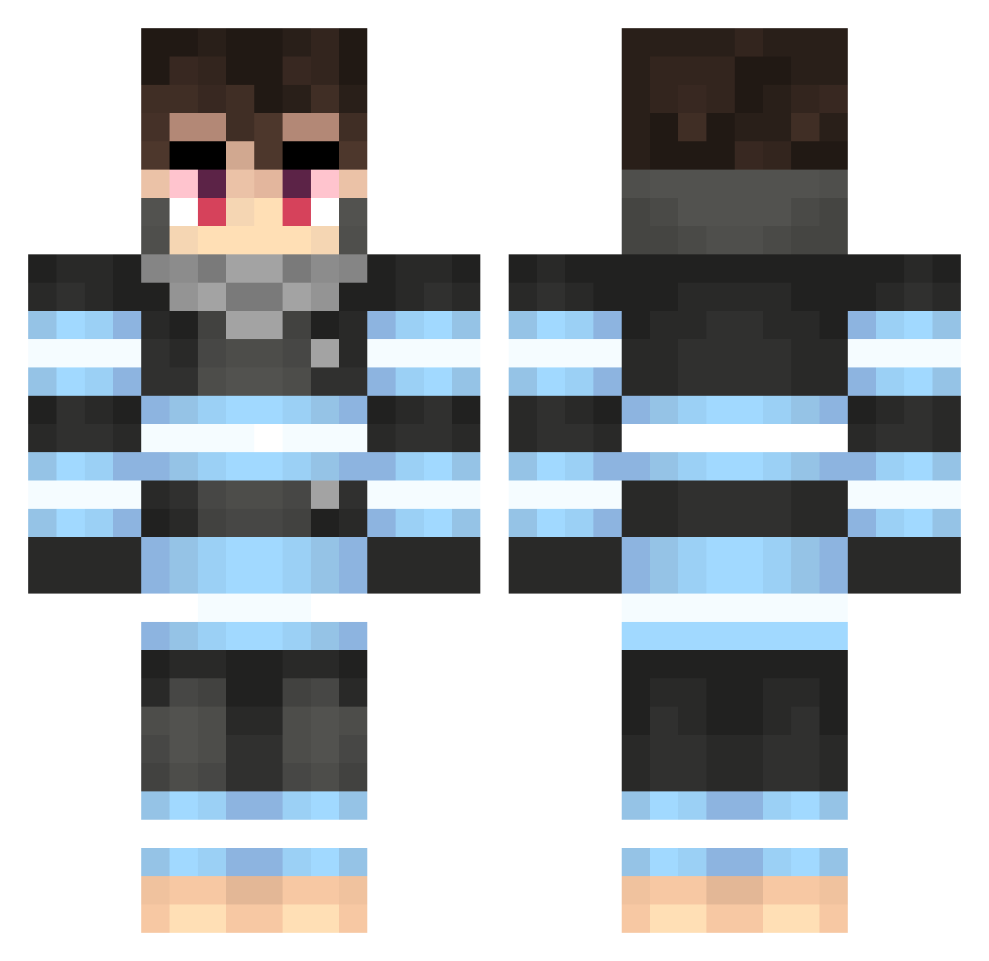 ItzEldreMC Minecraft skin, front and back view