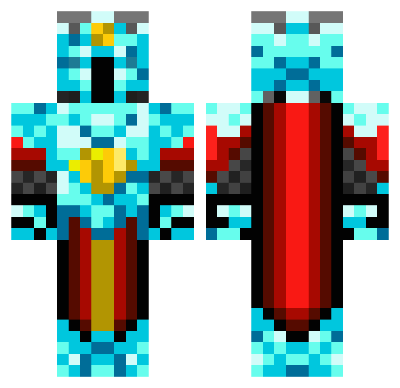 HydroLike Minecraft skin, front and back view