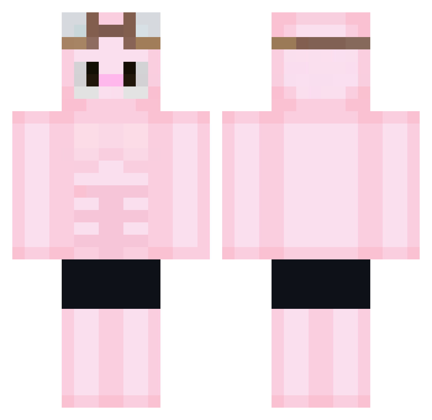 ItzAxolotl Minecraft skin, front and back view
