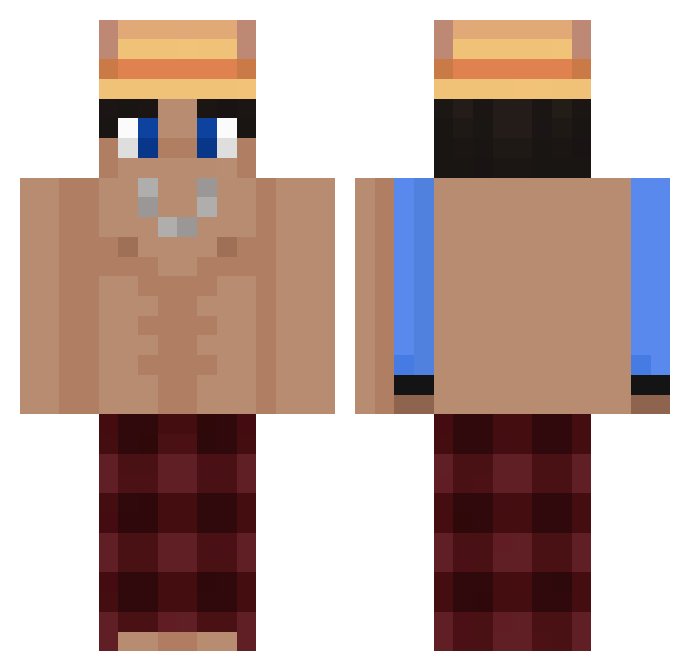 Mijiinho Minecraft skin, front and back view