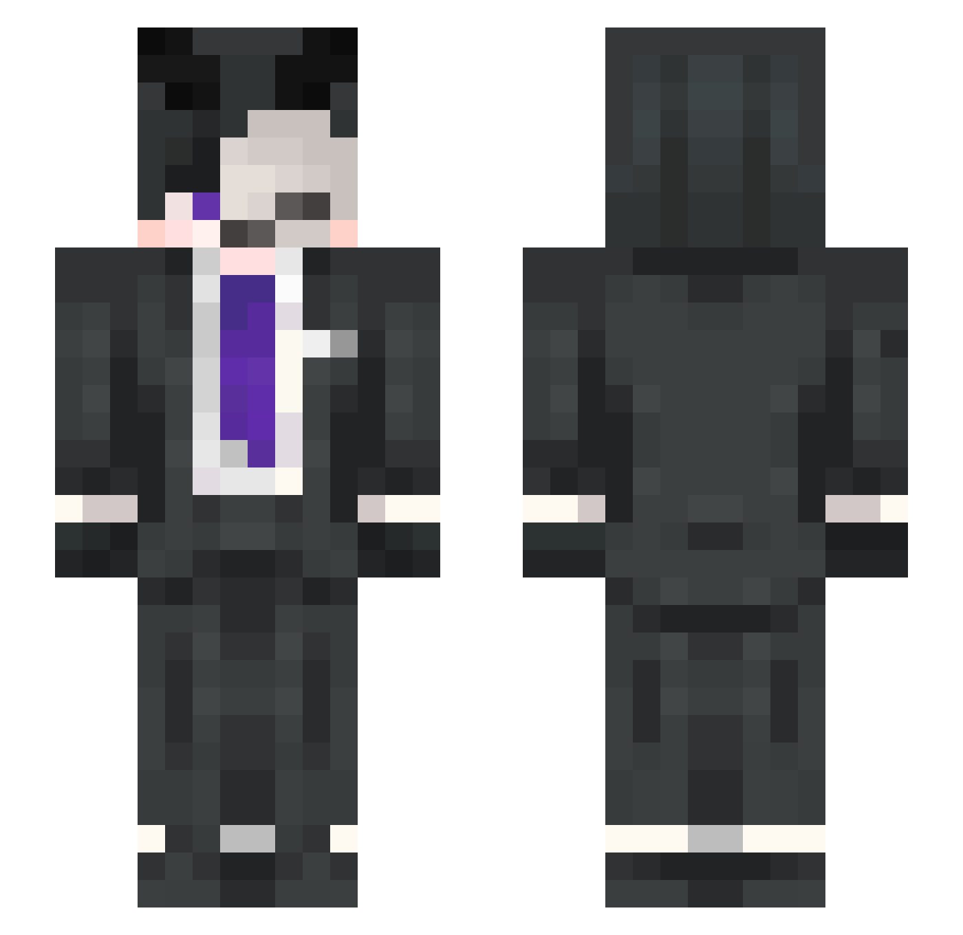 Mousebane Minecraft skin, front and back view