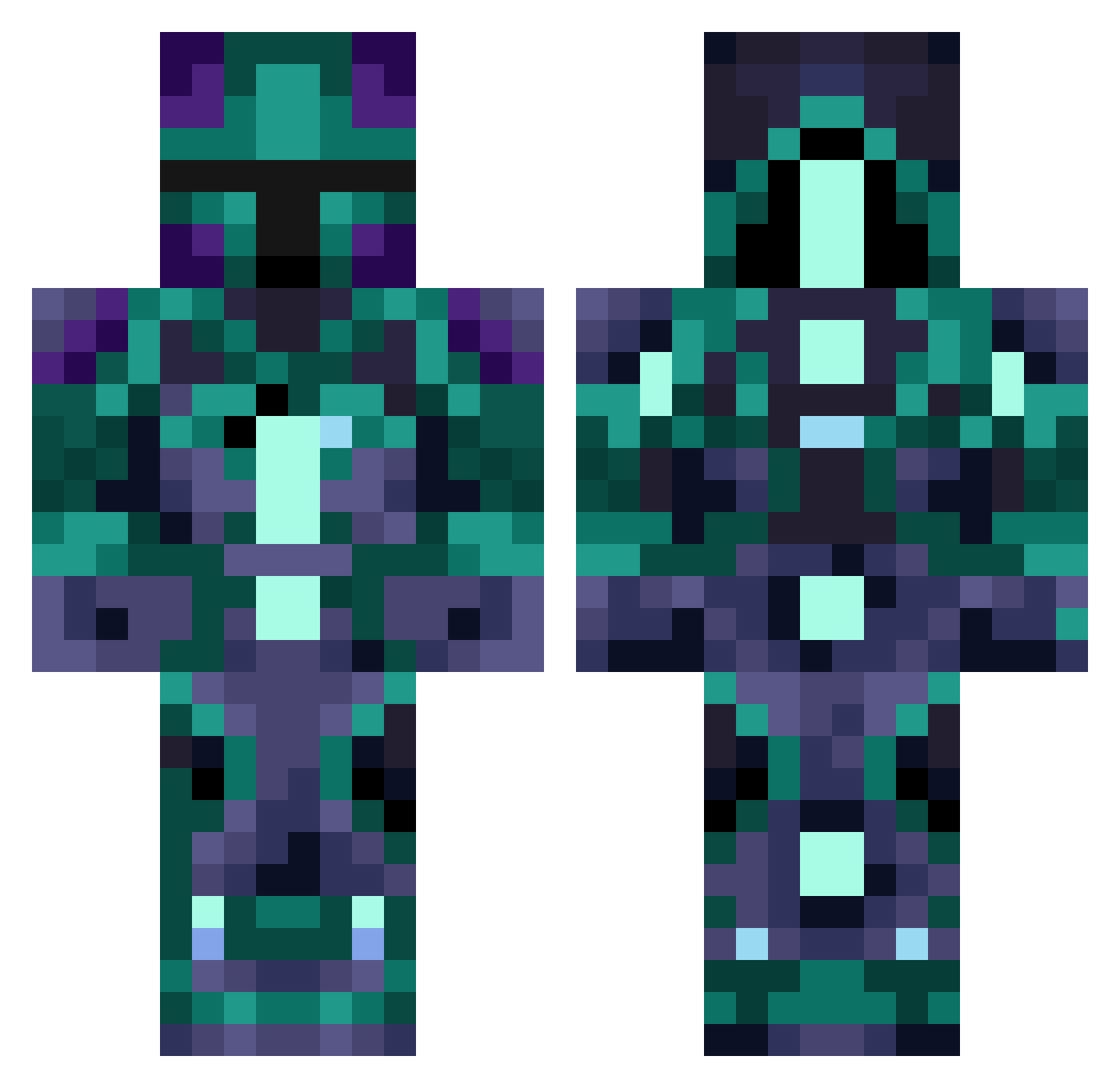MegaBlueStar Minecraft skin, front and back view