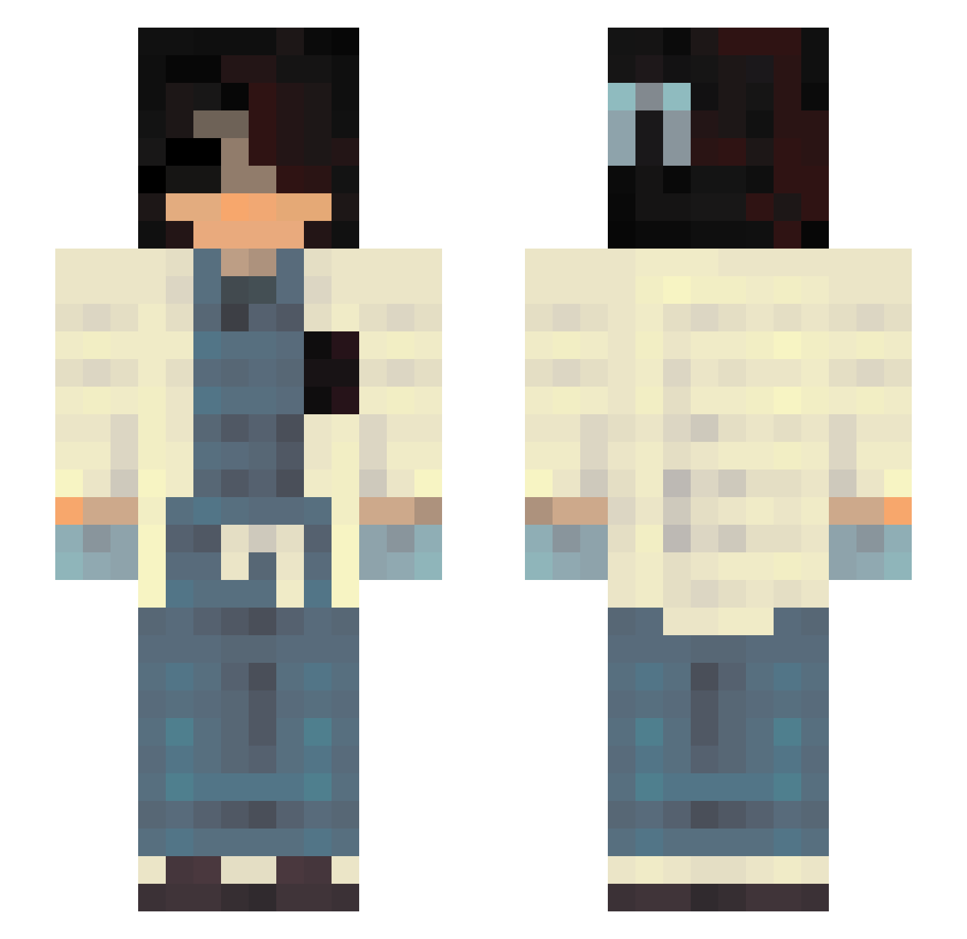ItsJustStarri Minecraft skin, front and back view