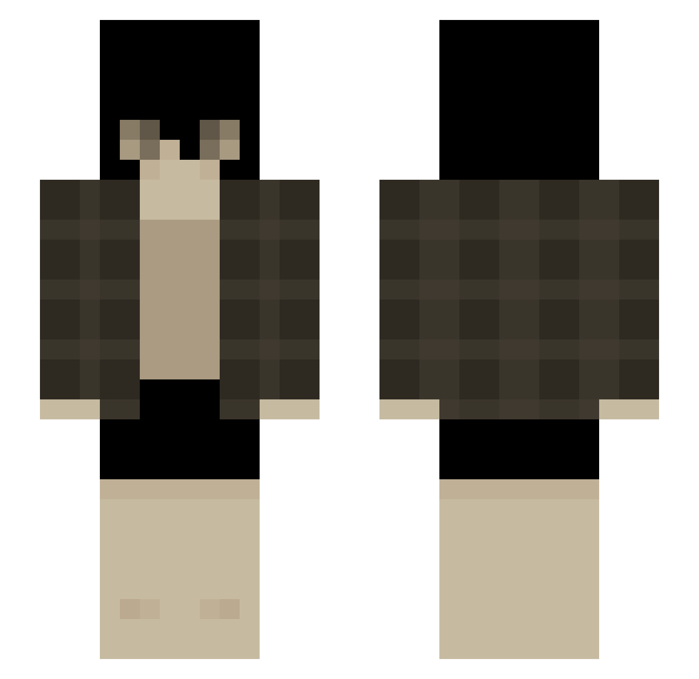 Crackper Minecraft skin, front and back view