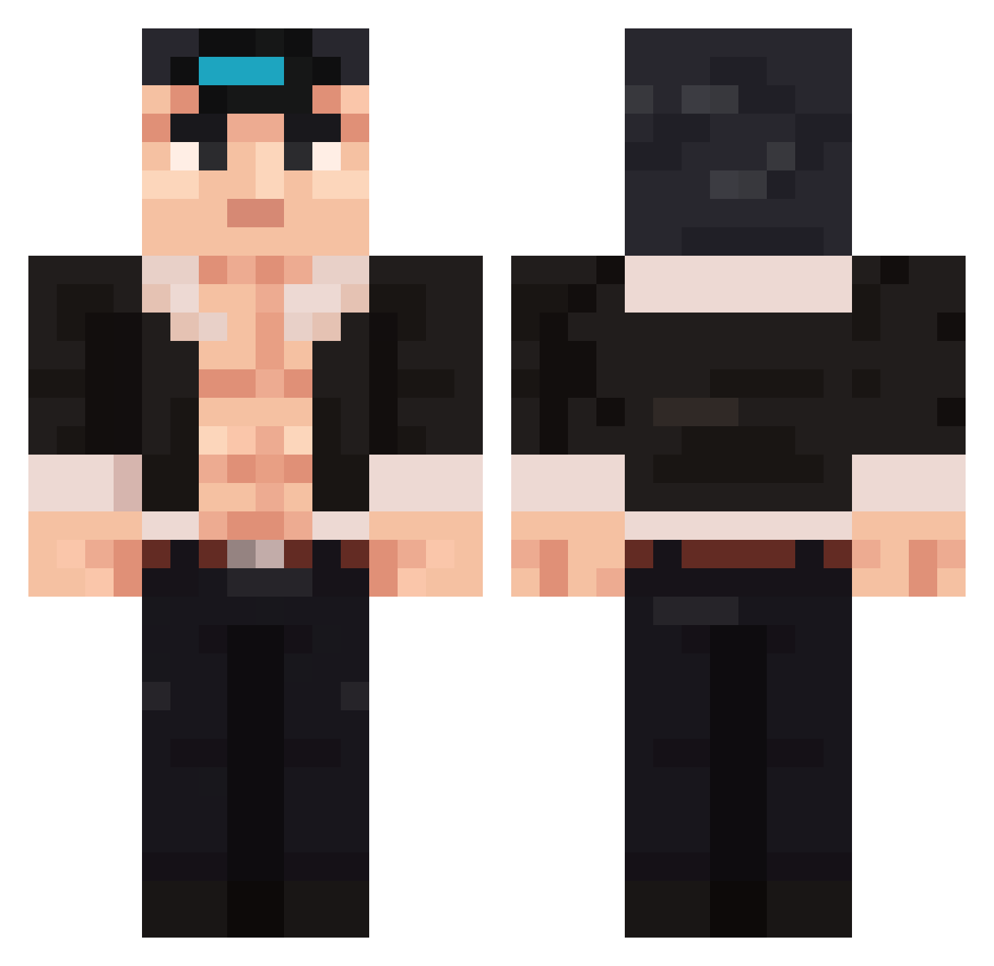 TicTacTomm Minecraft skin, front and back view