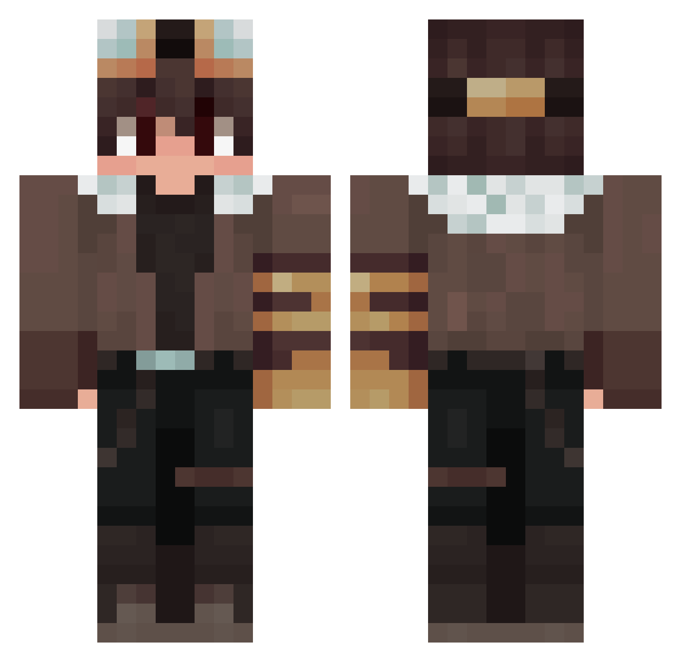 Squ1dL0rd Minecraft skin, front and back view