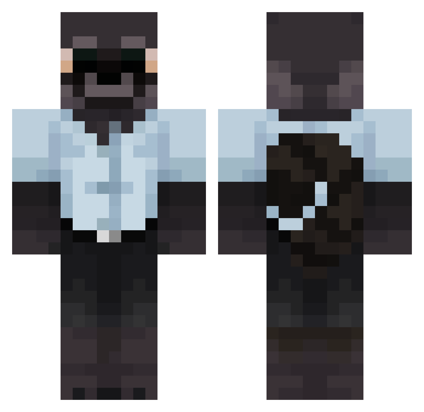 MicroMau5 Minecraft skin, front and back view
