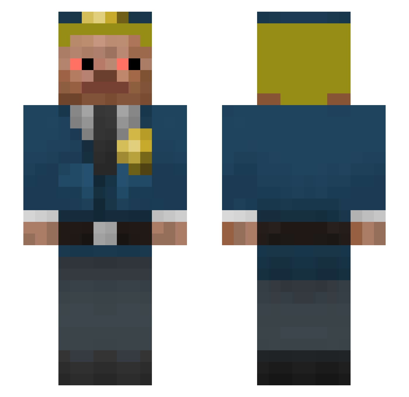ApfxlTV Minecraft skin, front and back view