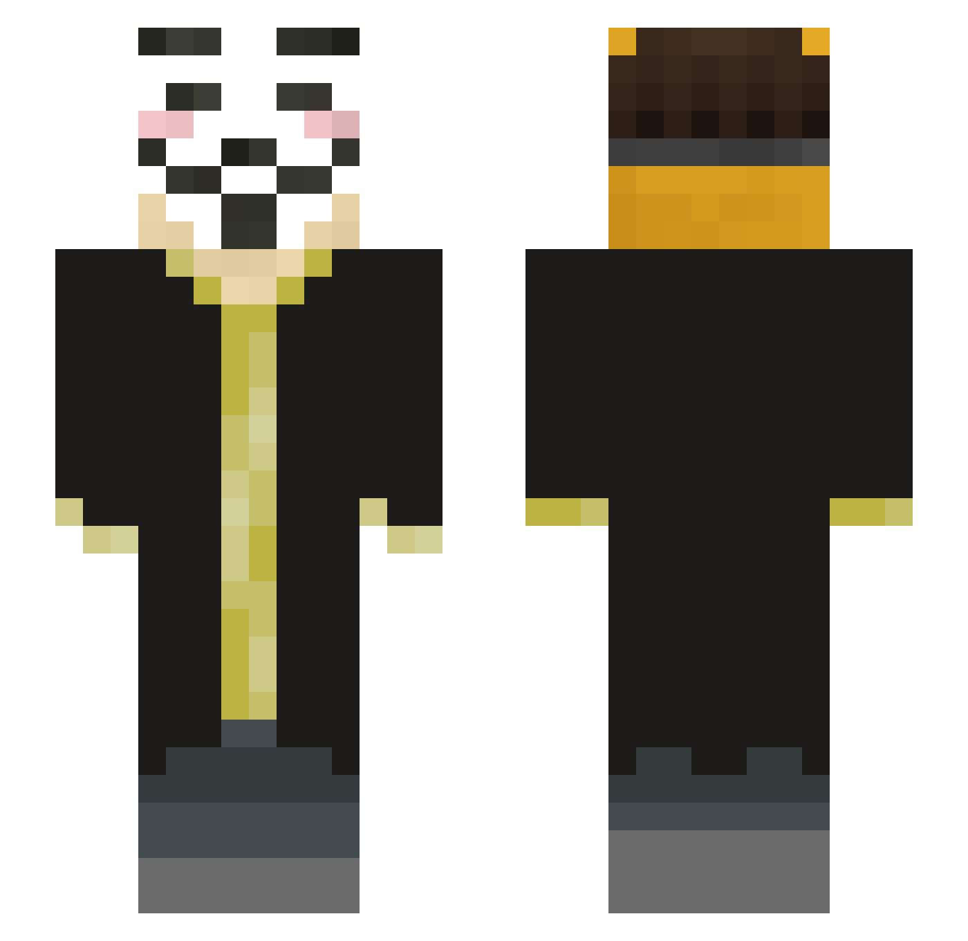 MeoowBob Minecraft skin, front and back view