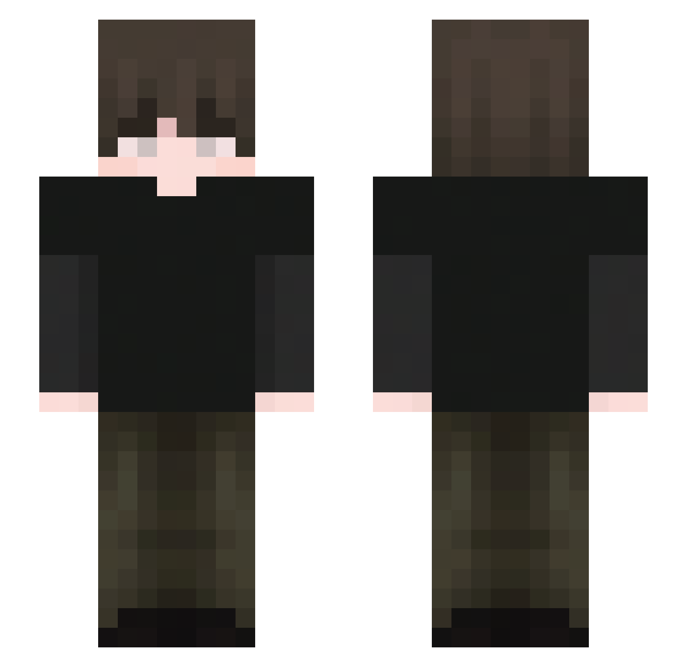 trifacial Minecraft skin, front and back view
