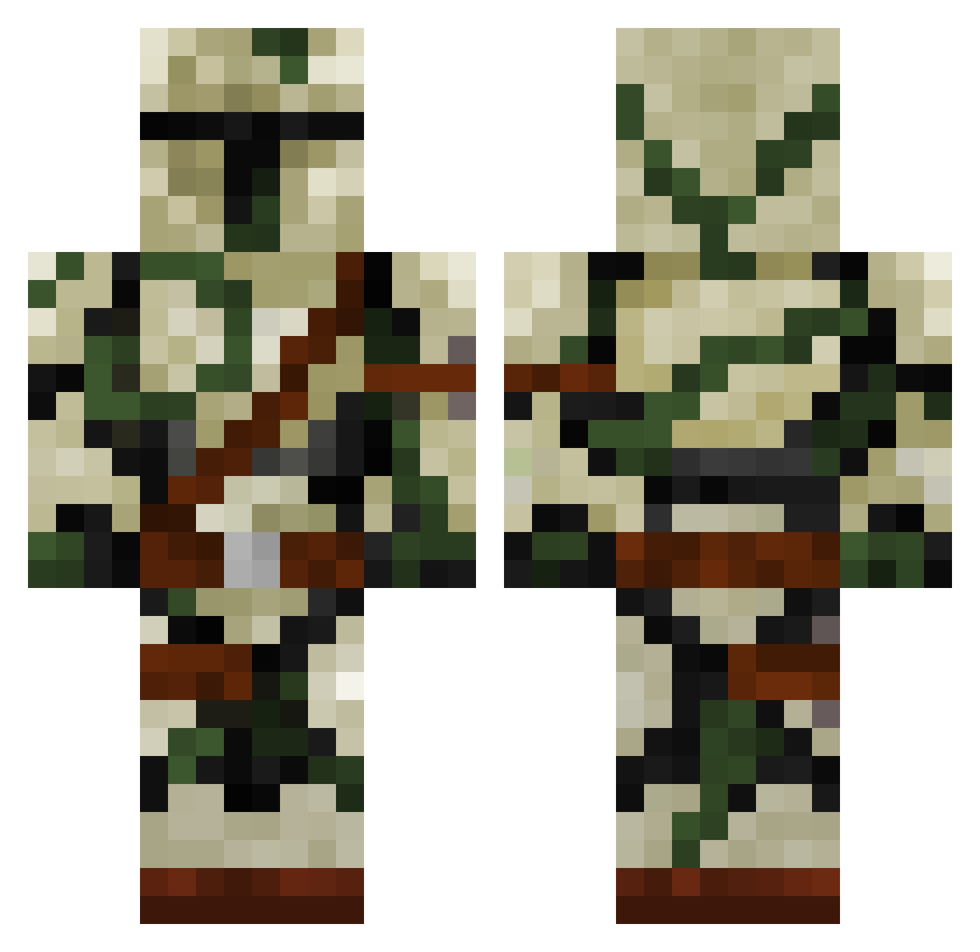 Klasterstorm Minecraft skin, front and back view