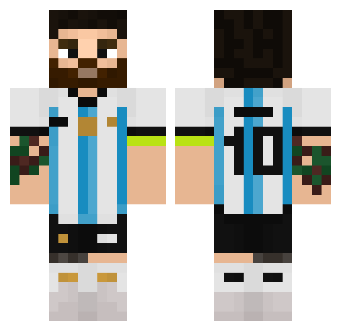 NoClip1337 Minecraft skin, front and back view
