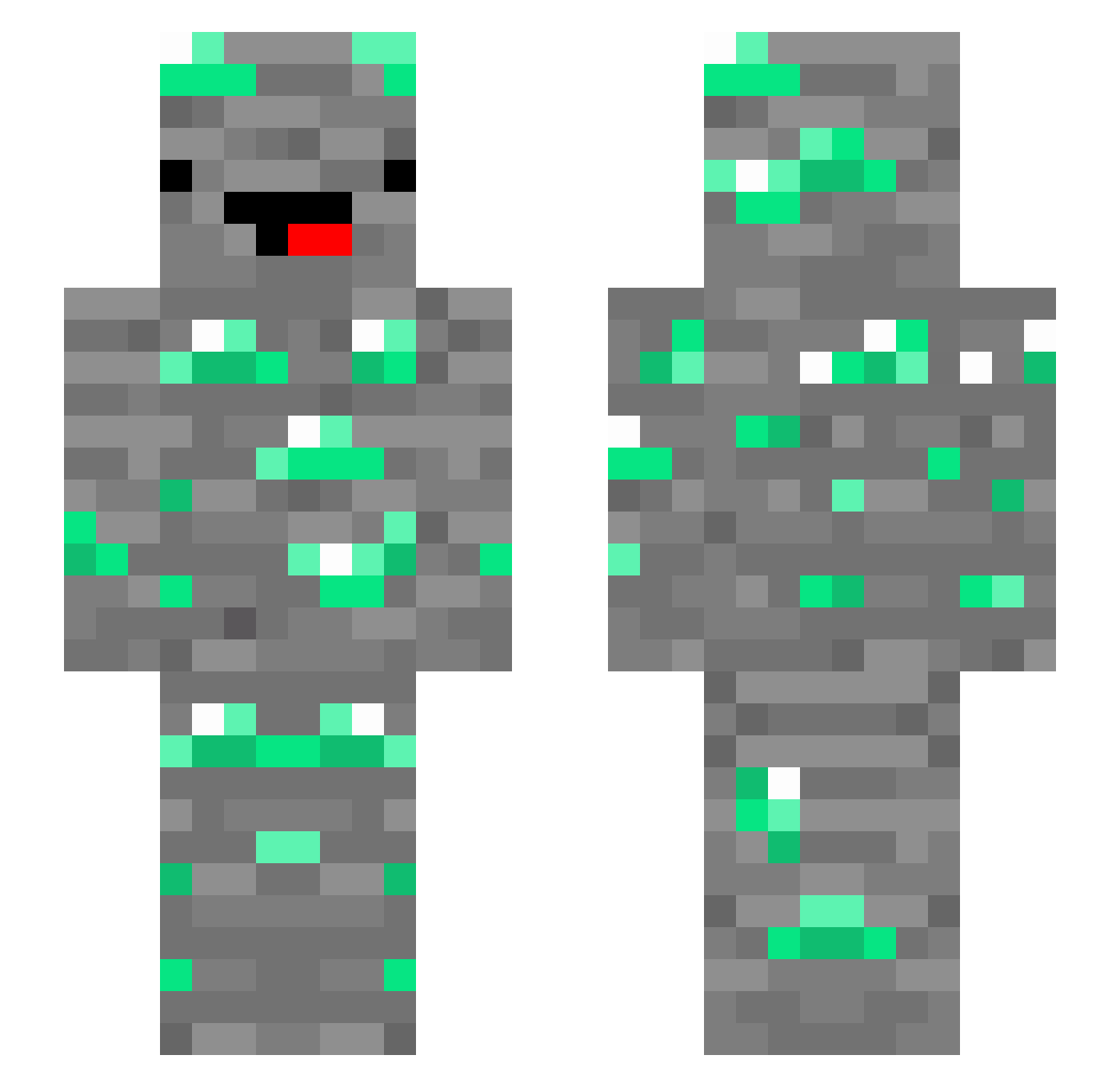 unsmelted Minecraft skin, front and back view