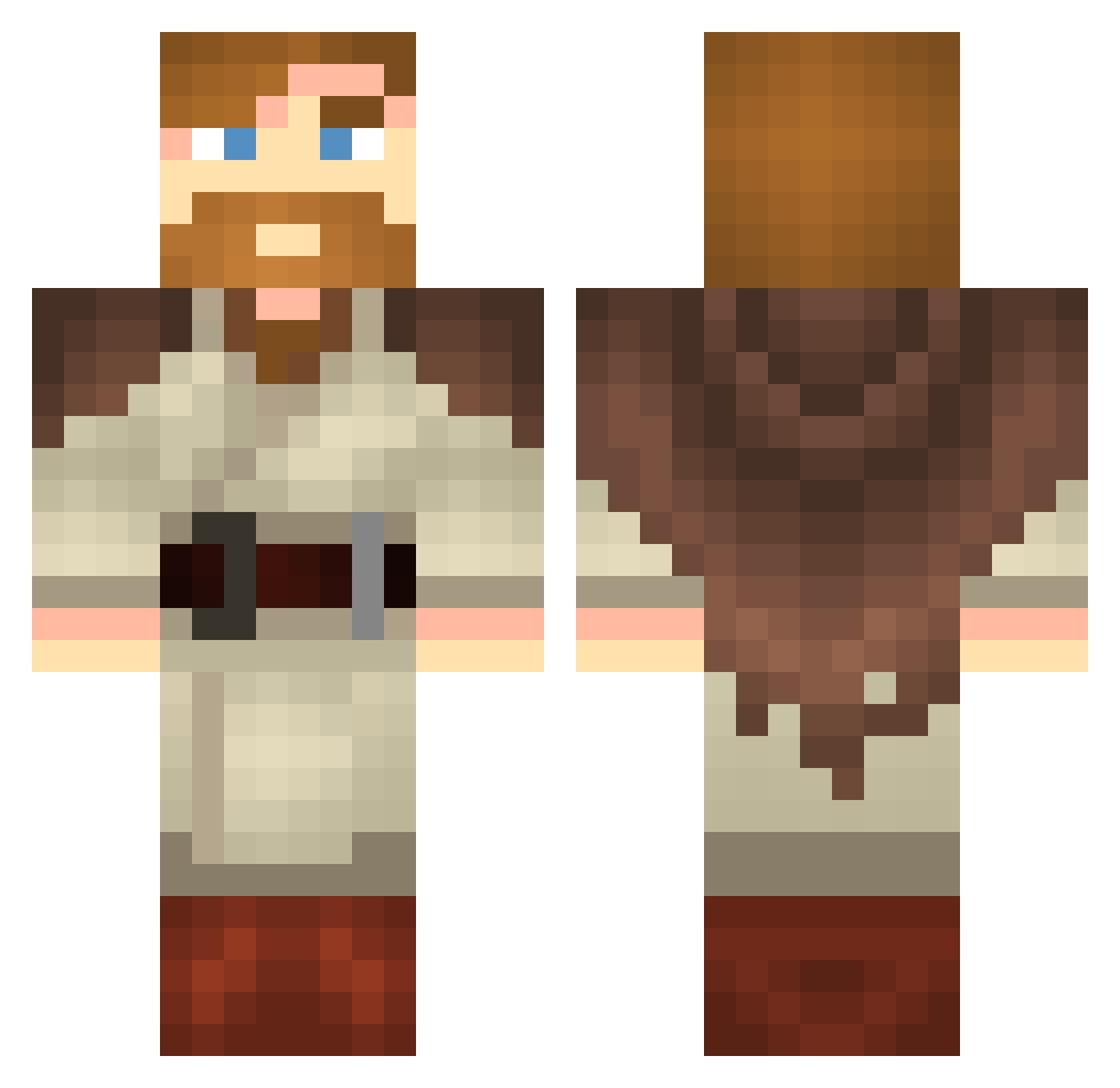 tennone Minecraft skin, front and back view