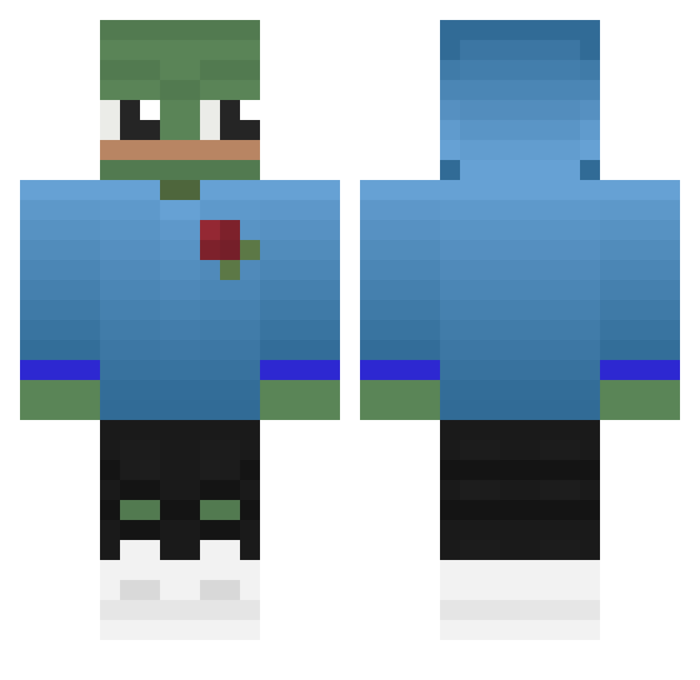 Nicnek Minecraft skin, front and back view