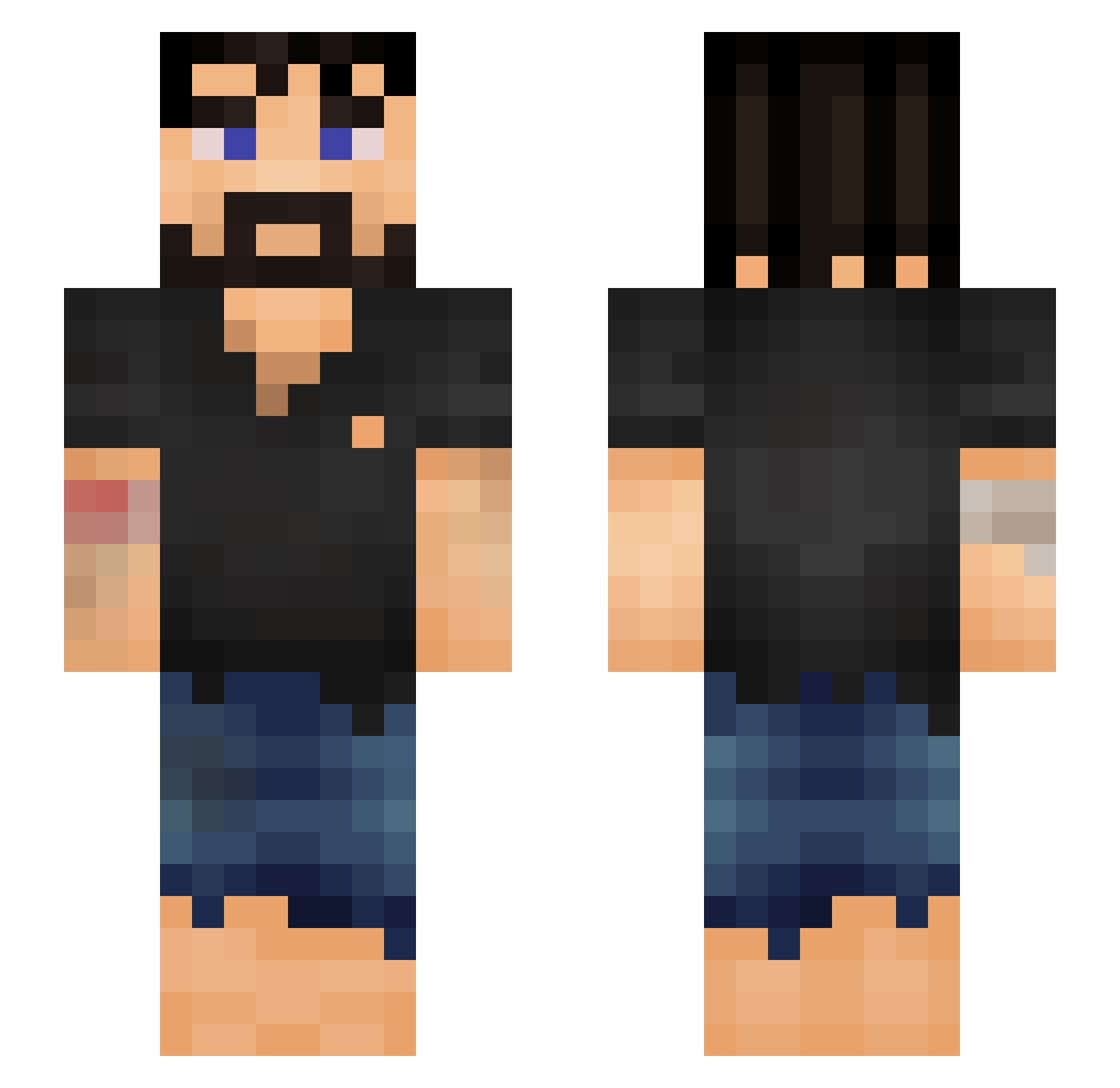 VintageBeef Minecraft skin, front and back view