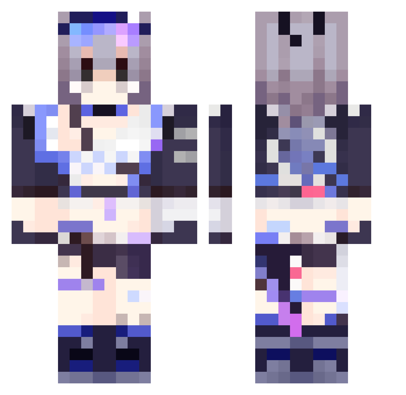 teachername Minecraft skin, front and back view