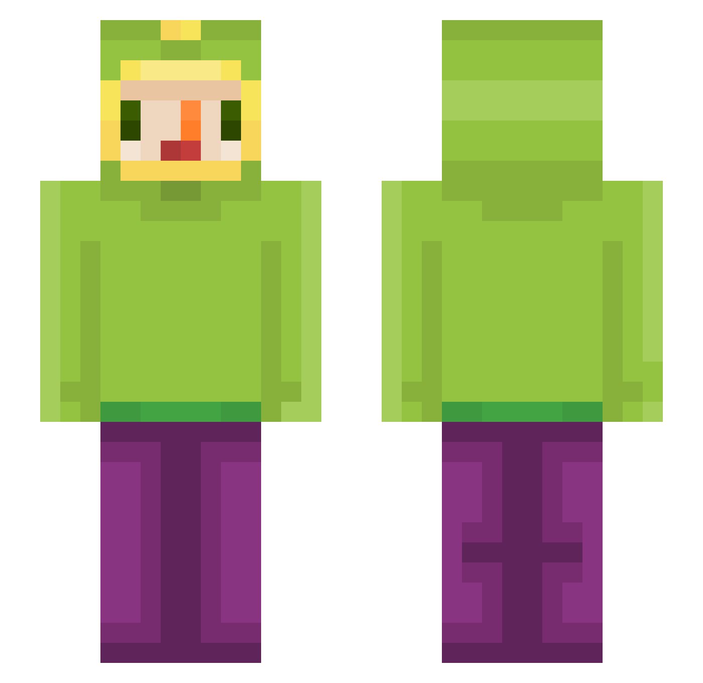 amlew Minecraft skin, front and back view