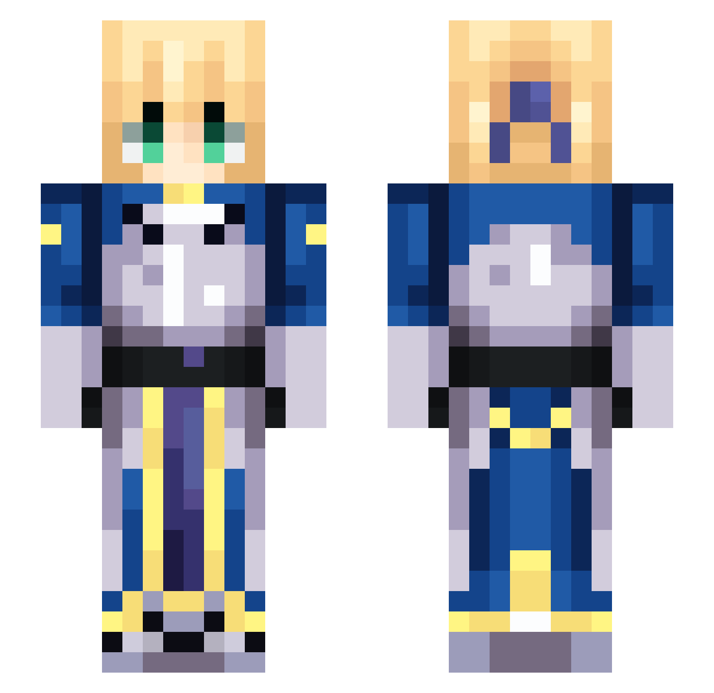 Rasver_Justin Minecraft skin, front and back view