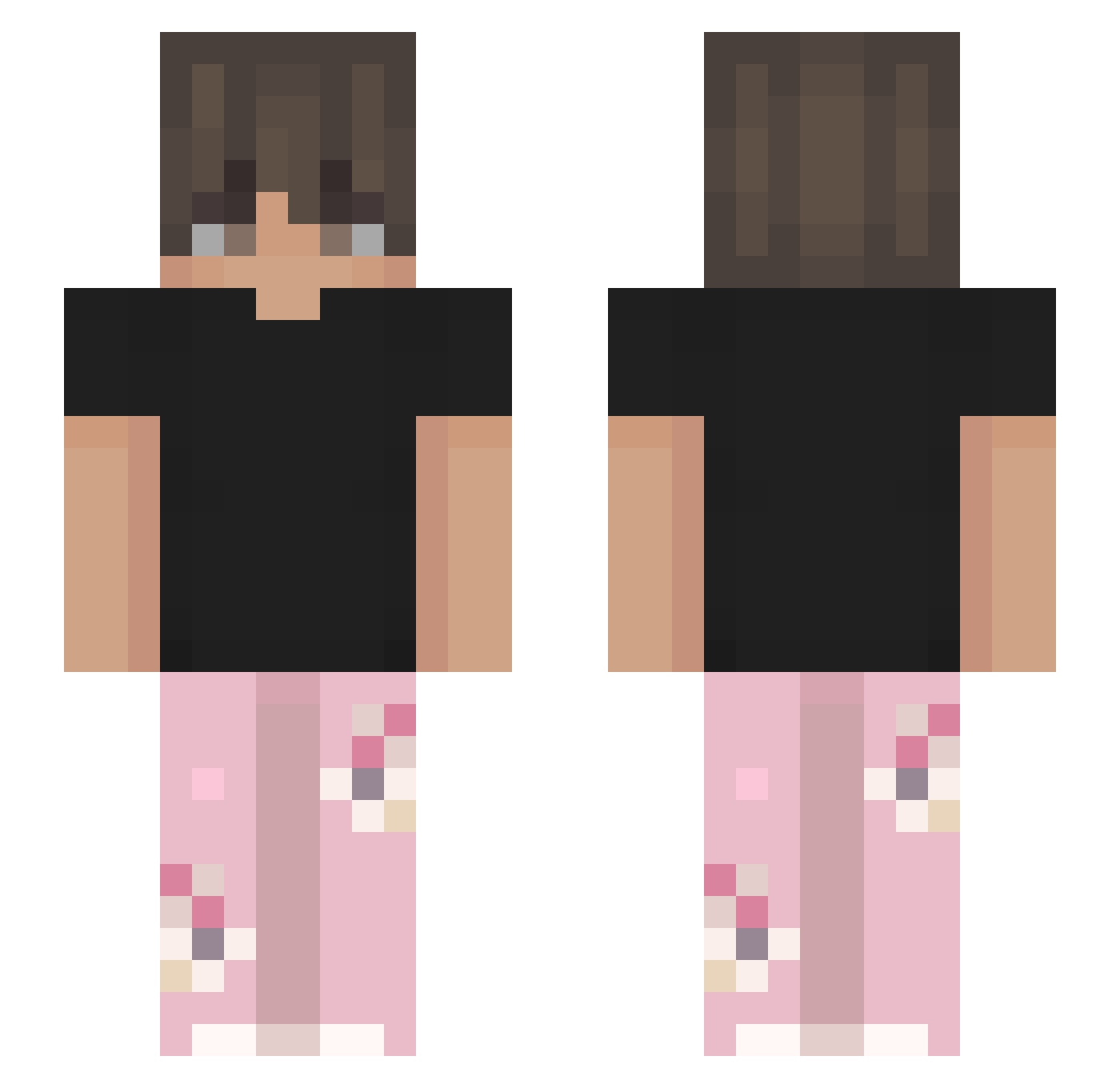 xMikyy Minecraft skin, front and back view