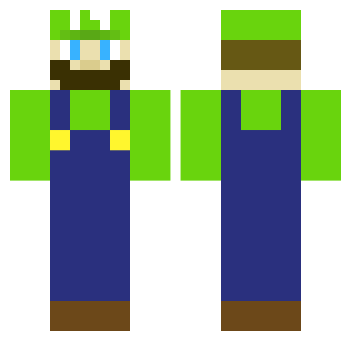 xABC Minecraft skin, front and back view