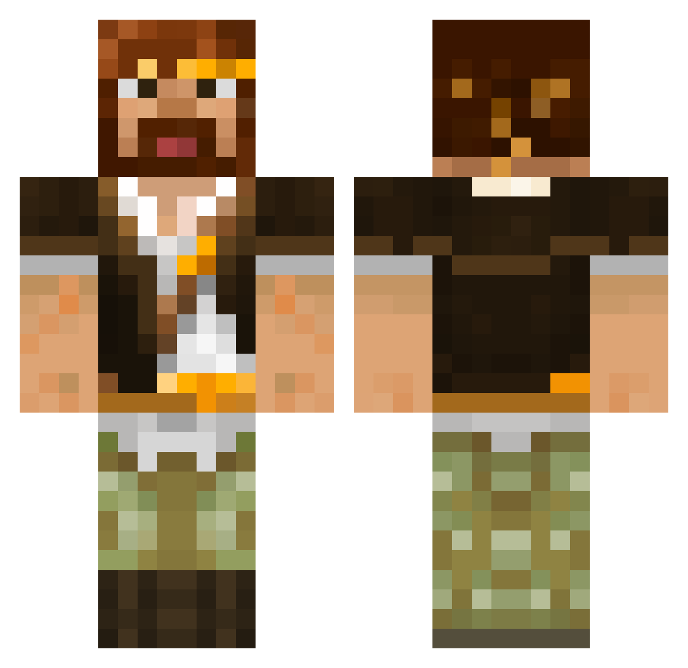 Toast0320 Minecraft skin, front and back view