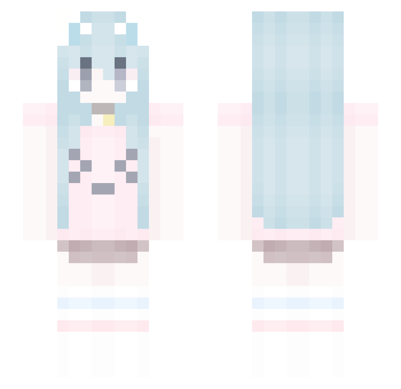 Mianis Minecraft skin, front and back view