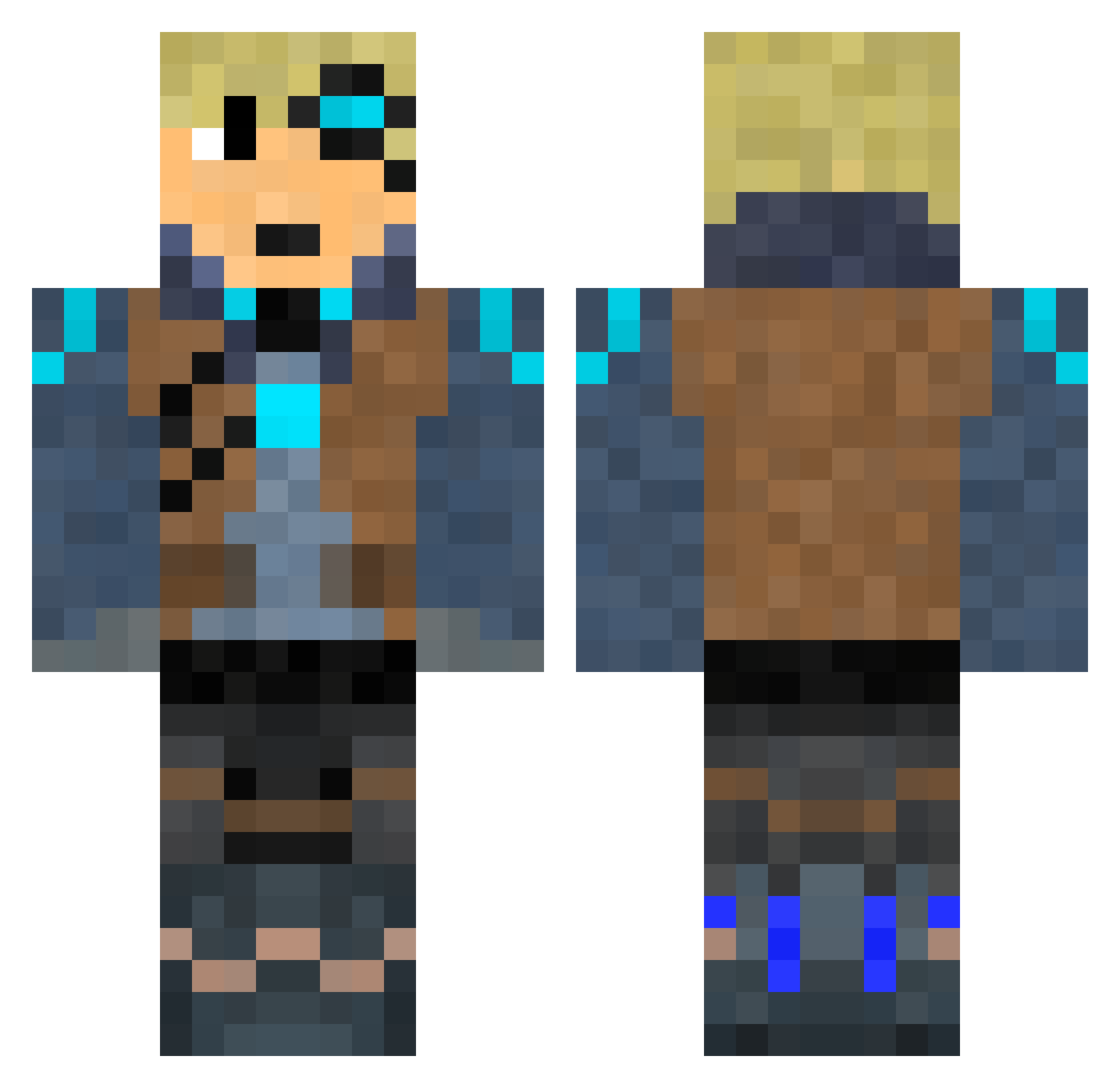 Beans128 Minecraft skin, front and back view