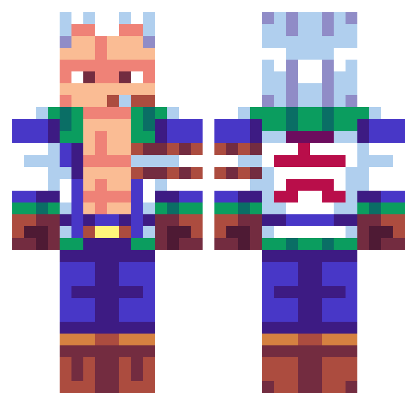 Stroony Minecraft skin, front and back view