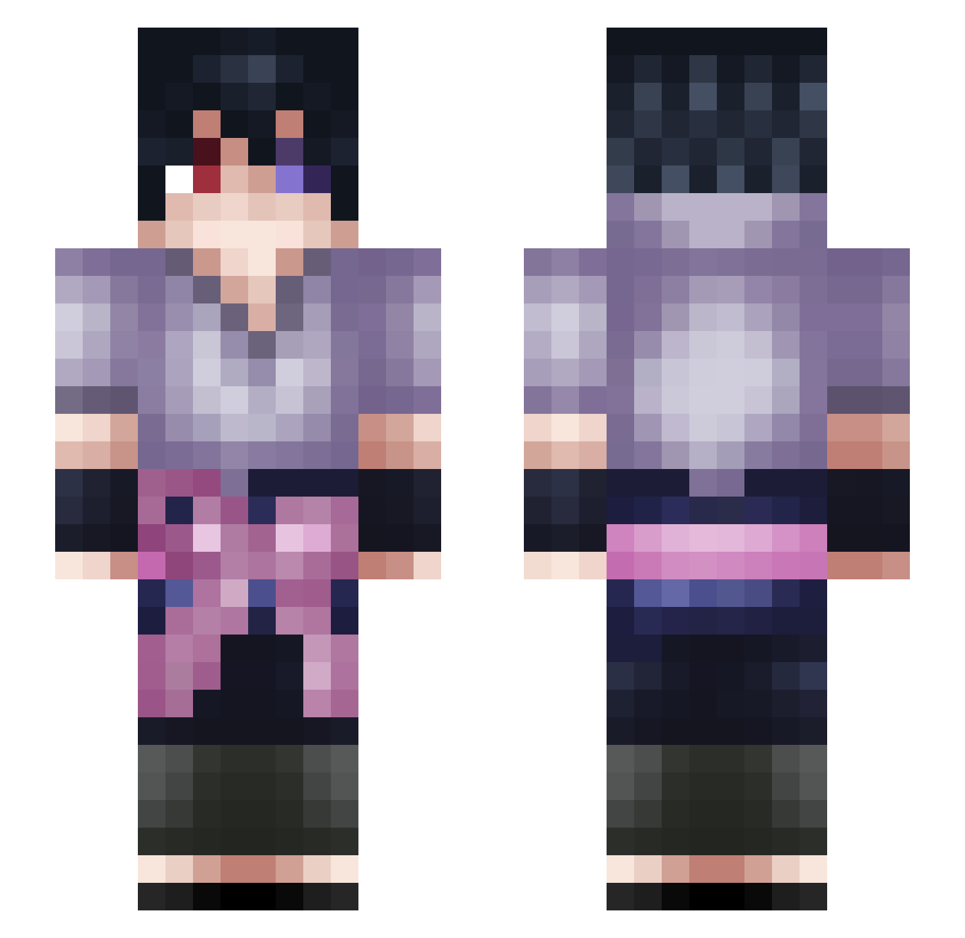zSASUKEz Minecraft skin, front and back view