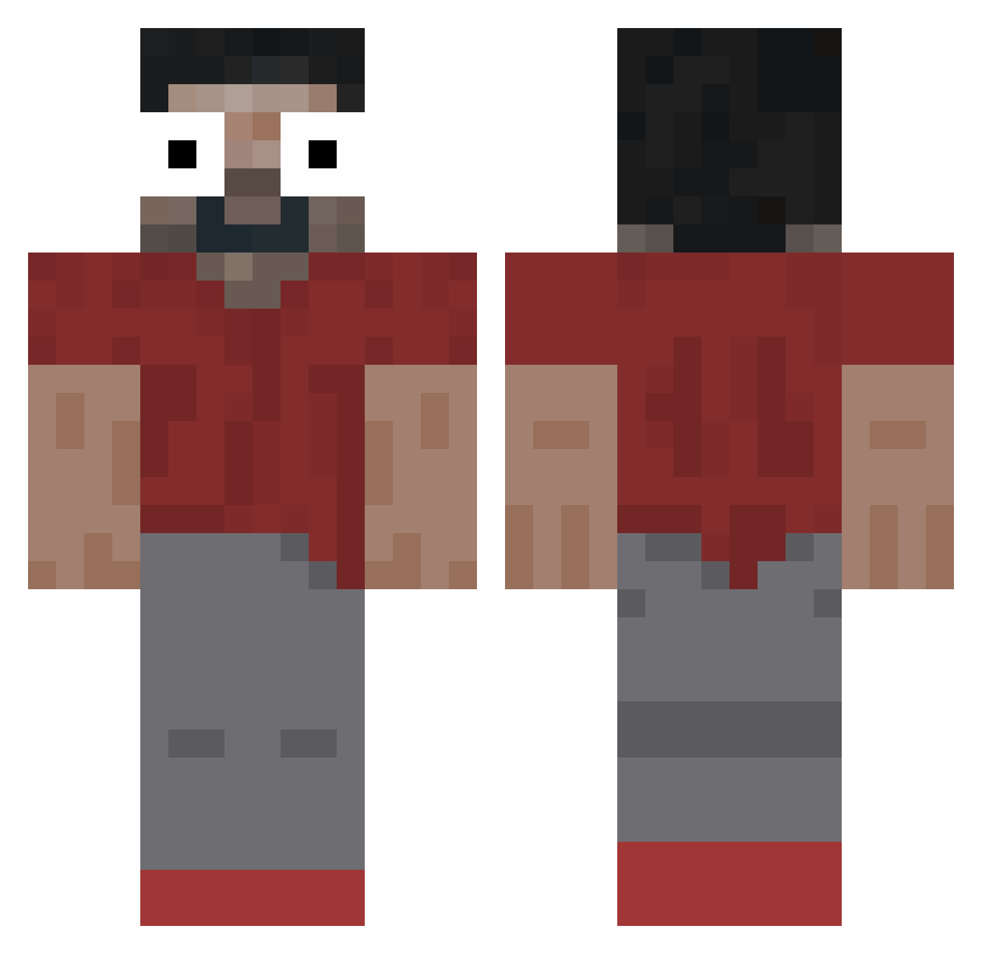 Udder Minecraft skin, front and back view