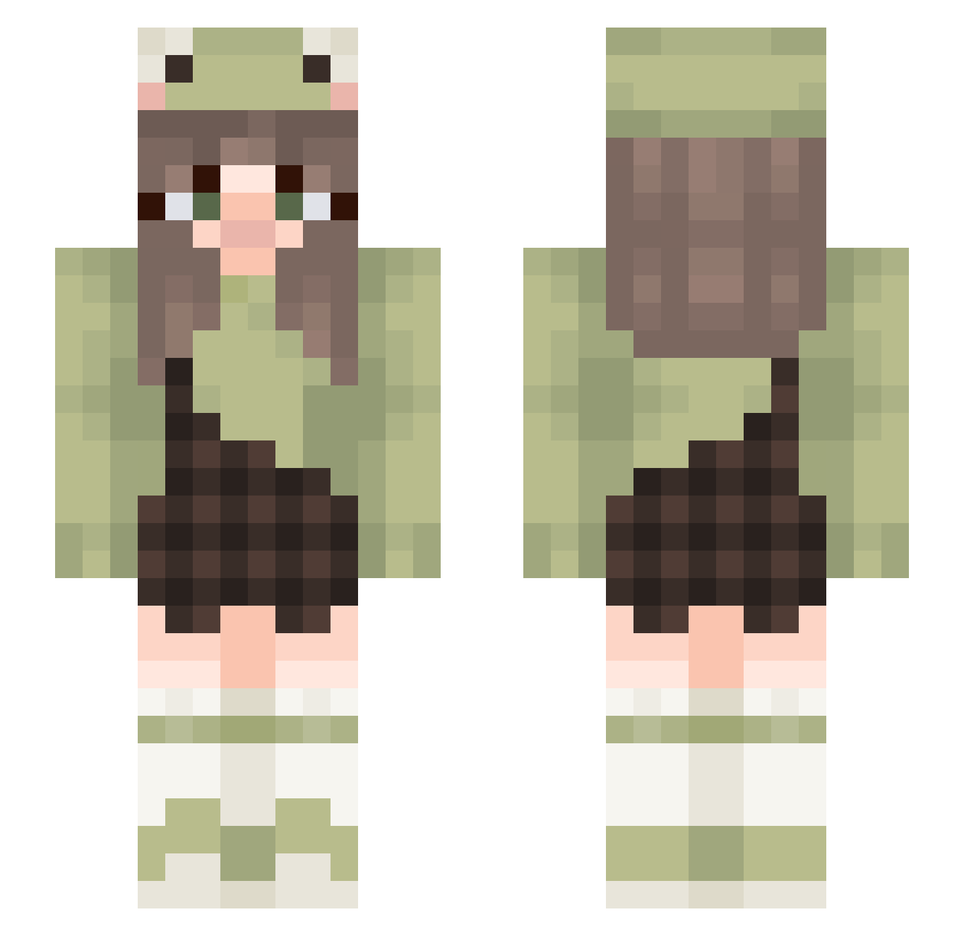 meo000w Minecraft skin, front and back view