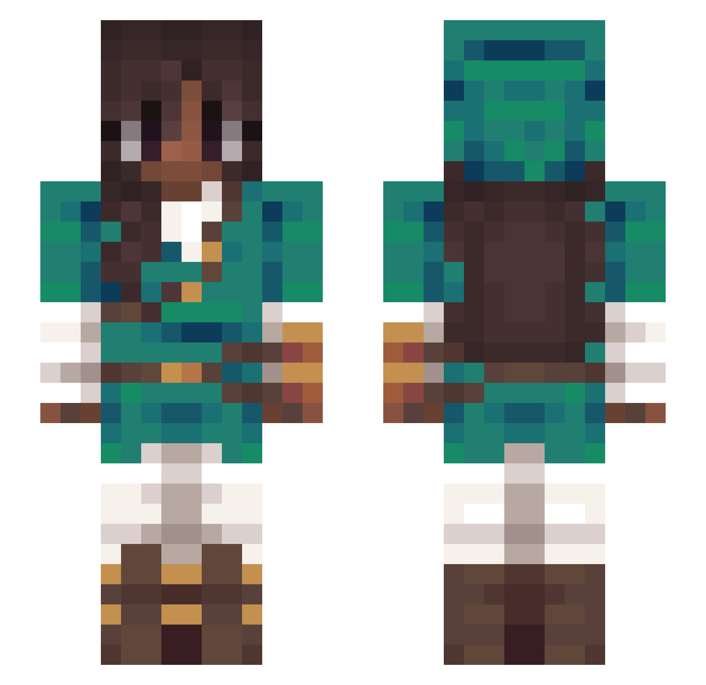 Roselocked Minecraft skin, front and back view