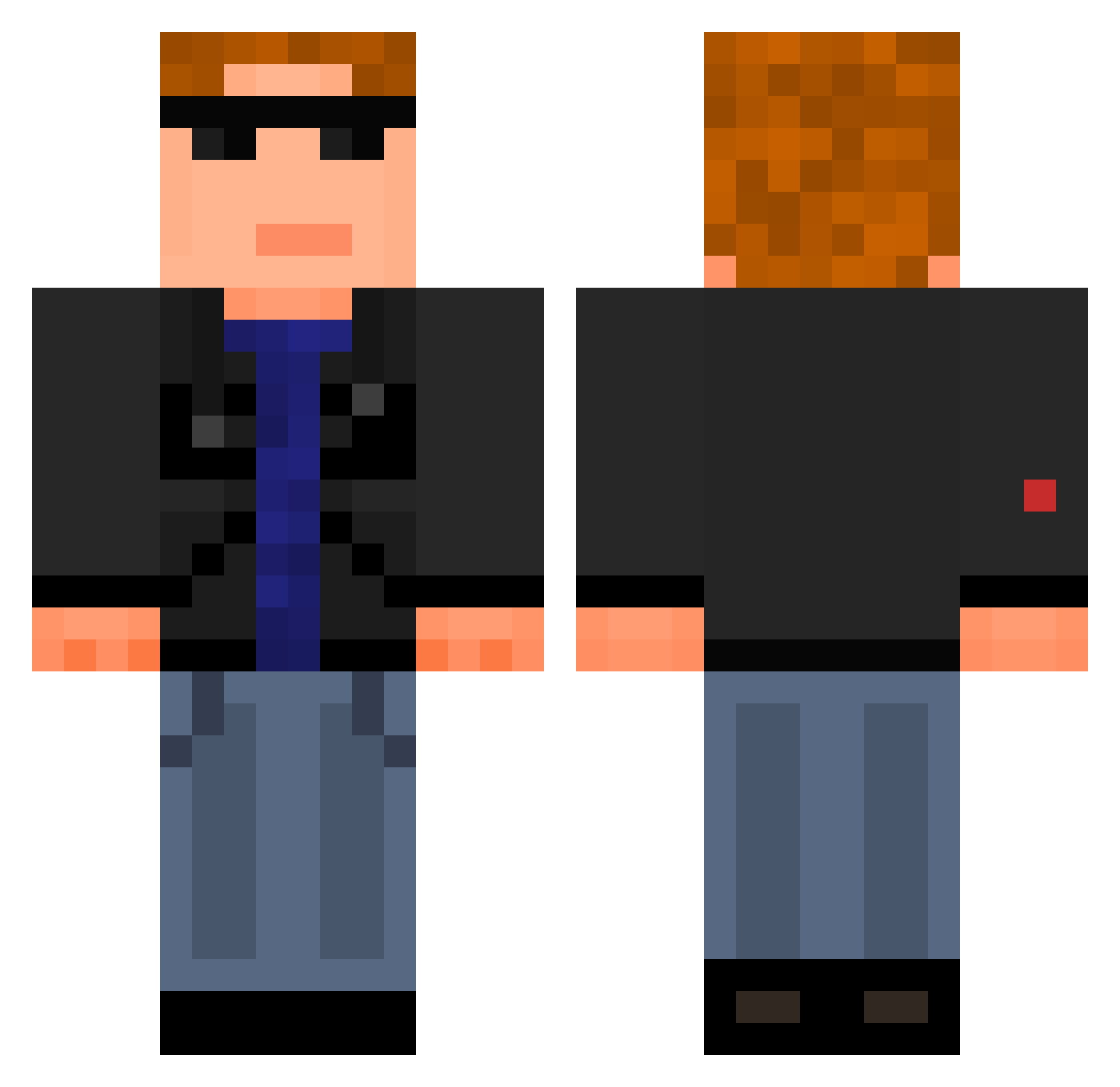 PizzaIsGod Minecraft skin, front and back view