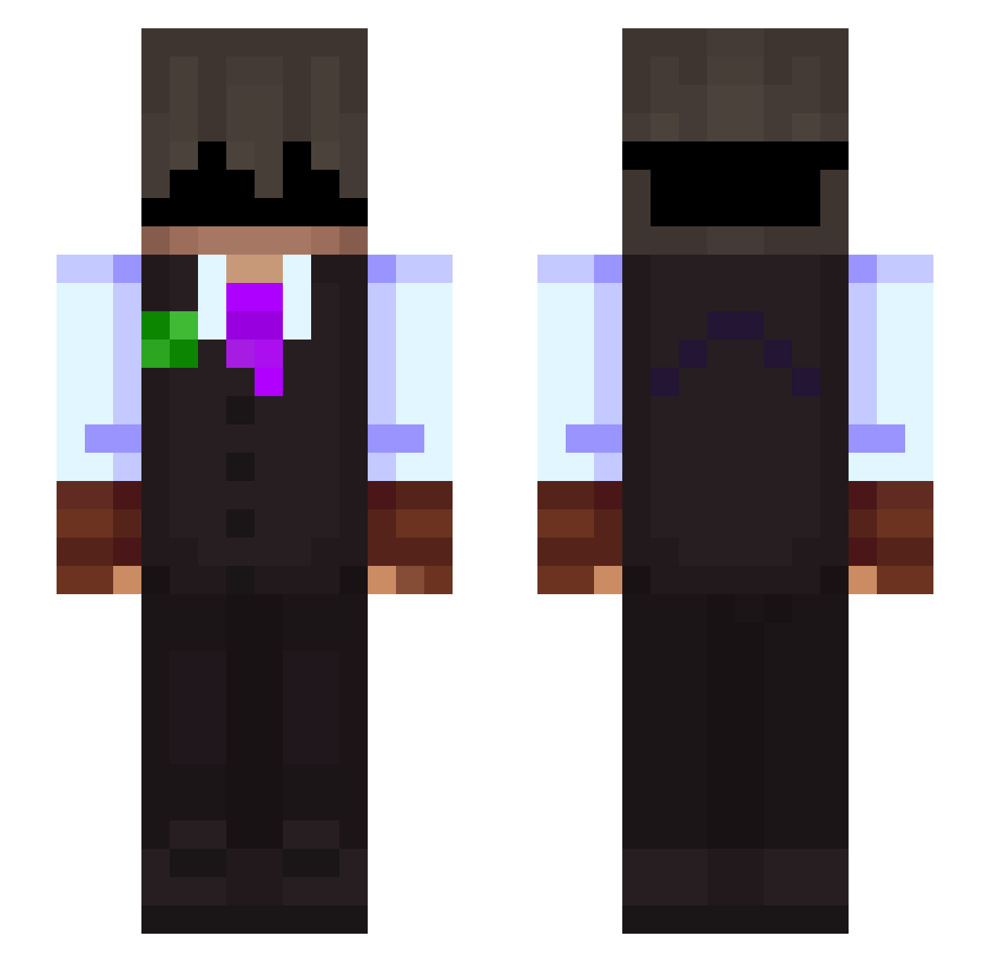 sparkolo Minecraft skin, front and back view