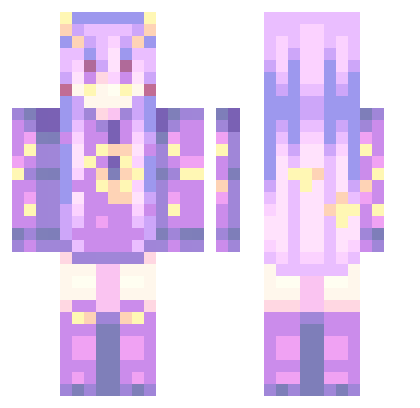 Reveriexoxo Minecraft skin, front and back view