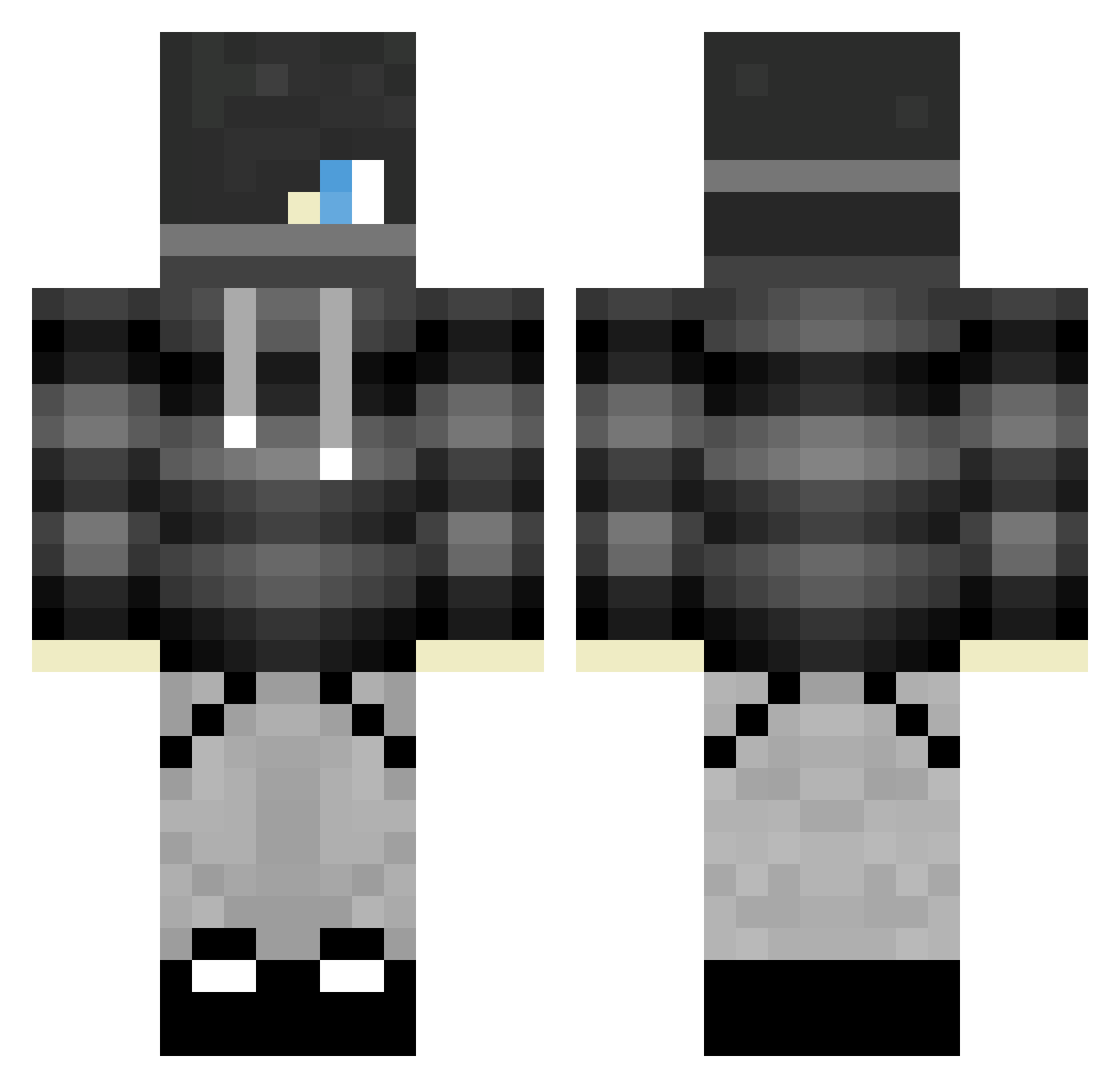Toothpicc Minecraft skin, front and back view