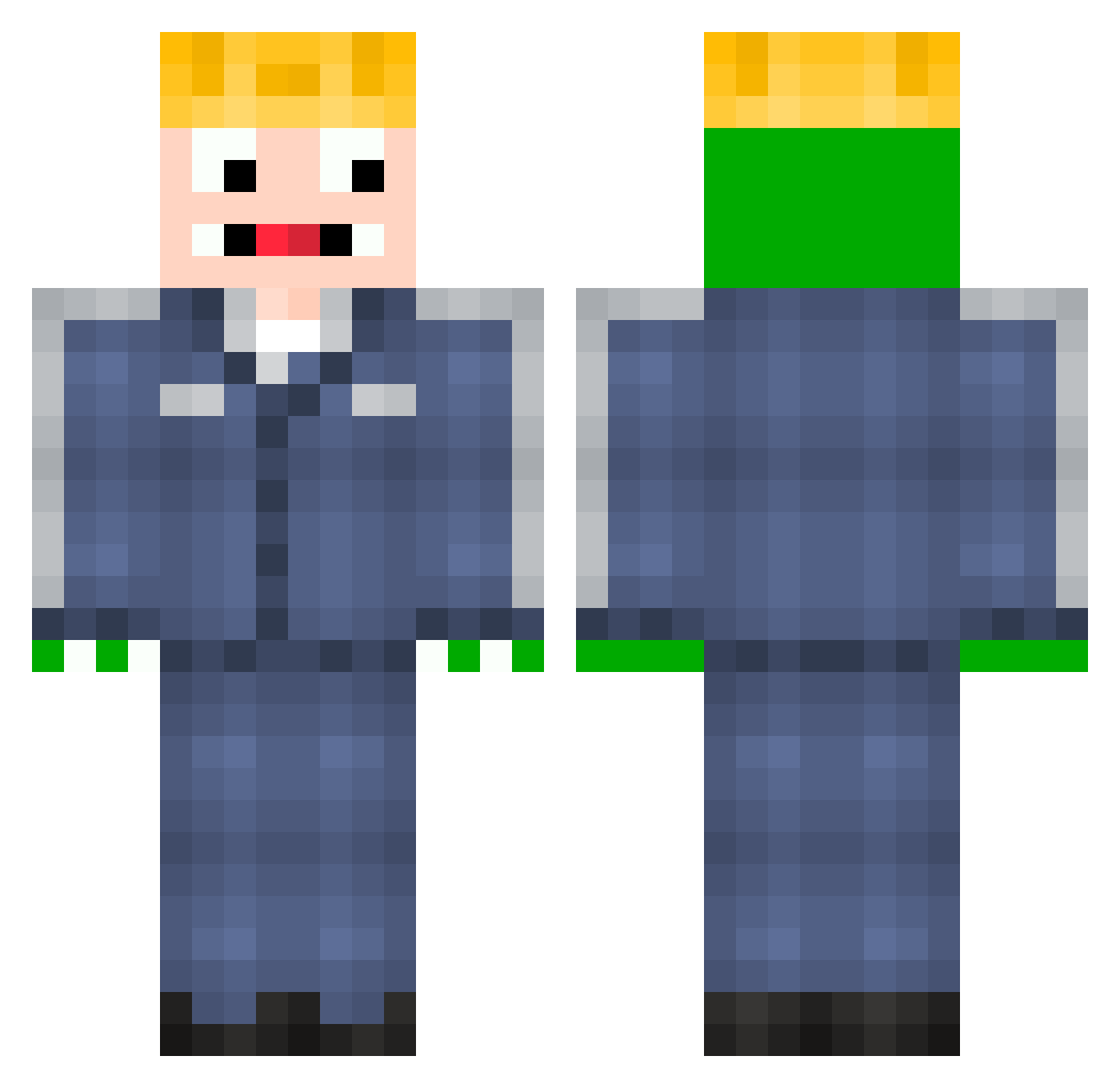 Green999 Minecraft skin, front and back view